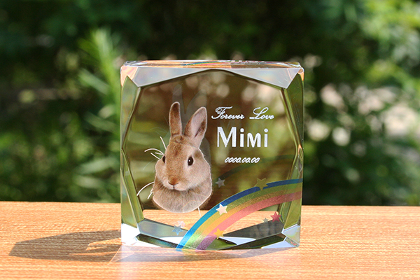 YOB025 スクエア16面カット カラー加工ペット位牌