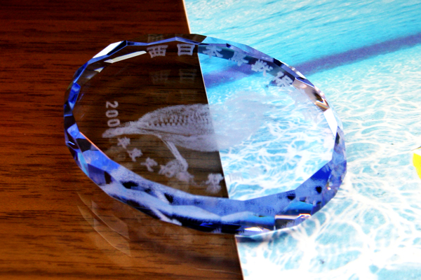 YDE011BL ペーパーウェイト ダイヤカットオーバル ブルー